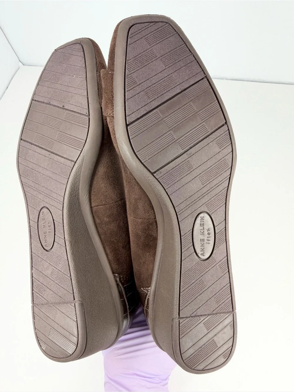 Anne Klein Women's Wyatt Buckle Wedge Pumps Brown Size 8.5M